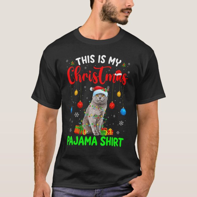 This Is My Christmas Pajama British Shorthair Cat  T-Shirt (Front)