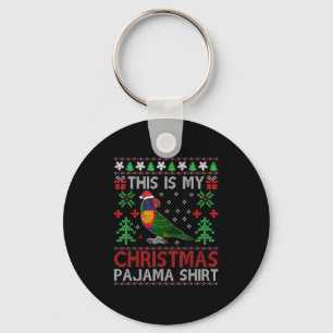 This Is My Christmas Pajama Costume Rainbow Lorike Keychain