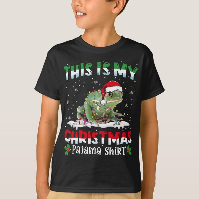 This Is My Christmas Pajama Cute Frog Animals T-Shirt (Front)