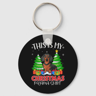 This Is My Christmas Pajama Dachshund Dog Xmas Pjs Keychain