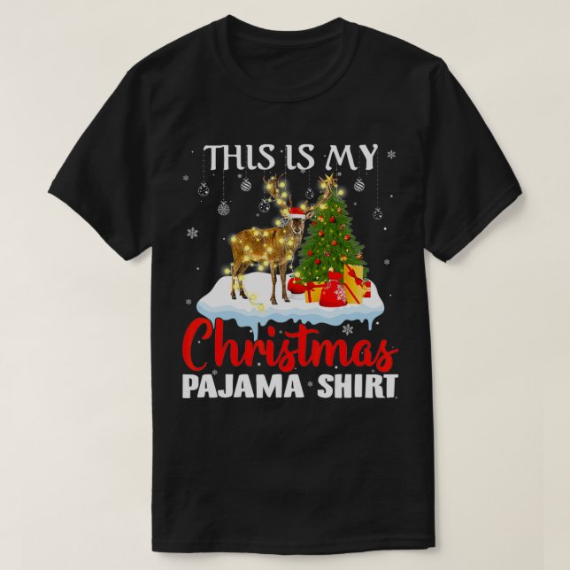 This Is My Christmas Pajama  Deer Matching Family  T-Shirt (Design Front)