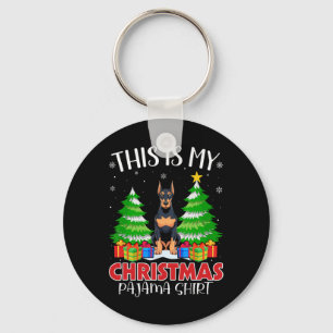 This Is My Christmas Pajama Doberman Pinscher Dog Keychain