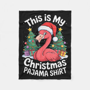 This Is My Christmas Pajama Flamingo Fleece Blanket