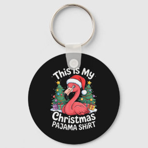 This Is My Christmas Pajama Flamingo Keychain