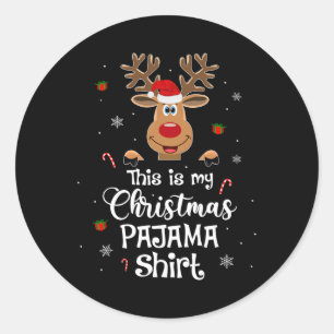 This Is My Christmas Pajama Fun Christmas Reindeer Classic Round Sticker
