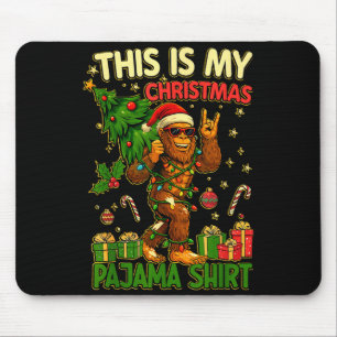 This Is My Christmas Pajama Funny Big Foot Xmas Tr Mouse Pad