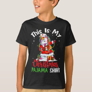This Is My Christmas Pajama Funny Santa Unicorn 2 T-Shirt