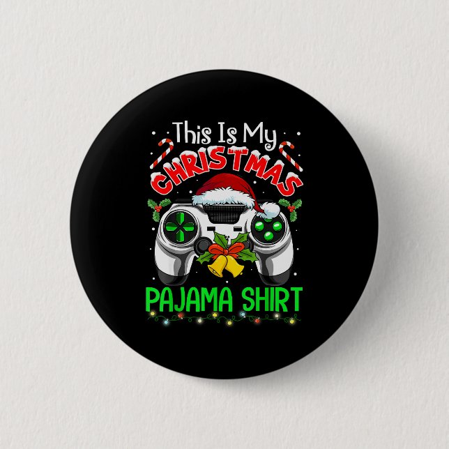 This Is My Christmas Pajama Gamer Video Game Boys  2 Inch Round Button (Front)