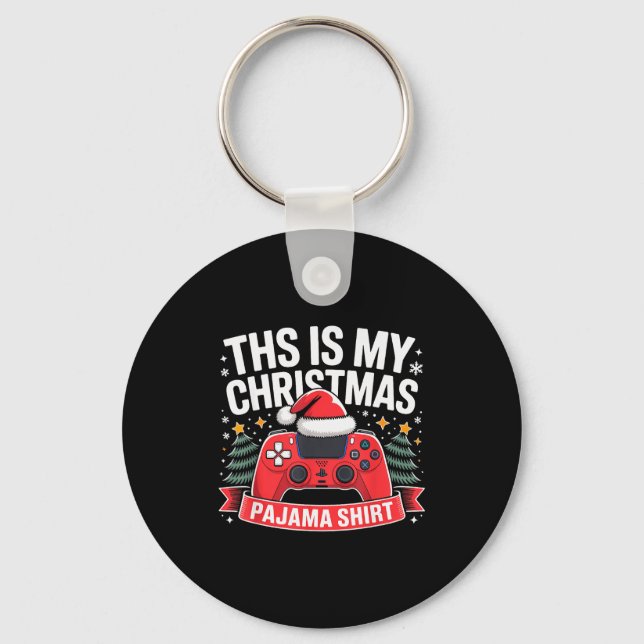 This Is My Christmas Pajama Gamer Video Game Boys  Keychain (Front)