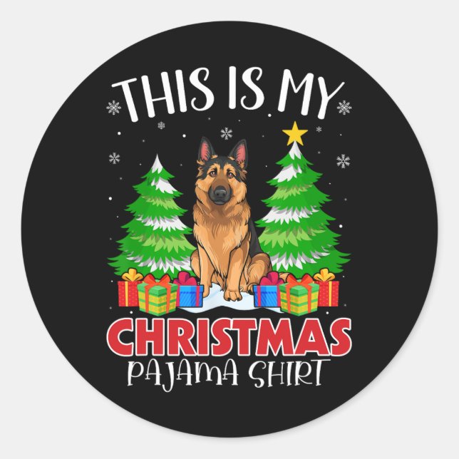 This Is My Christmas Pajama German Shepherd Dog Xm Classic Round Sticker (Front)