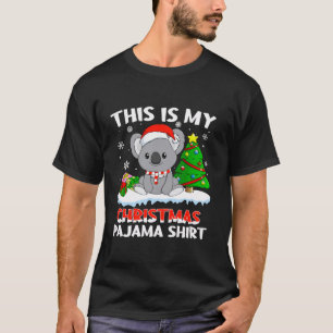 This Is My Christmas Pajama Koala Santa Hat Girls  T-Shirt