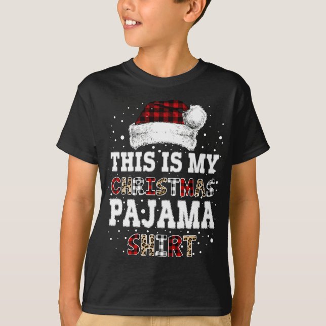 This Is My Christmas Pajama Leopard Buffalo Plaid  T-Shirt (Front)