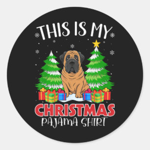 This Is My Christmas Pajama Mastiff Dog Xmas Pjs  Classic Round Sticker