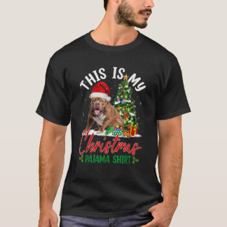 This Is My Christmas Pajama Pitbull Dog Santa Hat  T-Shirt