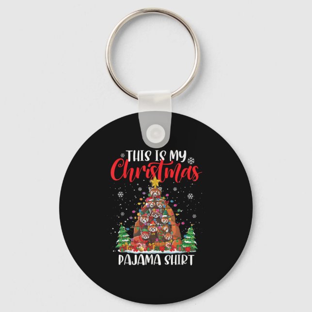 This Is My Christmas Pajama Red Panda Christmas Tr Keychain (Front)