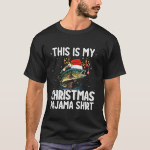 This Is My Christmas Pajama Santa Hat Bass Fish Fi T-Shirt