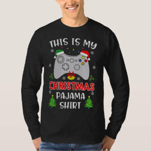 This Is My Christmas Pajama Santa Hat Gamer Video T-Shirt
