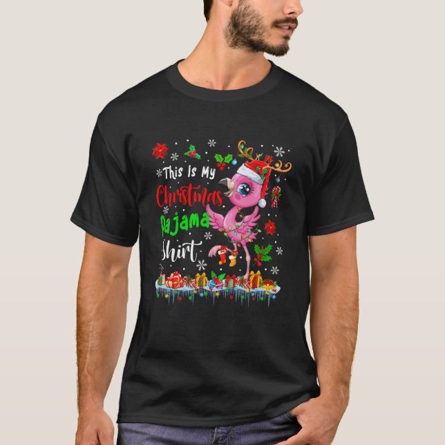 This Is My Christmas Pajama Santa Reindeer Flaming T-Shirt (Front)