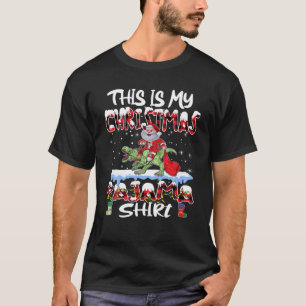 This Is My Christmas Pajama Santa Riding Dinosaur T-Shirt