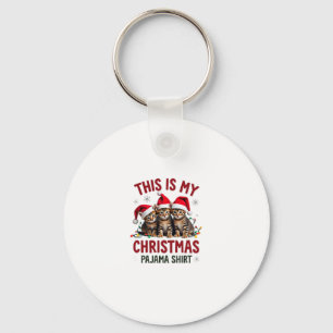 This Is My Christmas Pajama Shirt Cat Lover Funny  Keychain