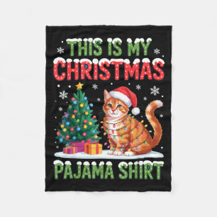 This Is My Christmas Pajama Shirt Cat Lovers Holid Fleece Blanket