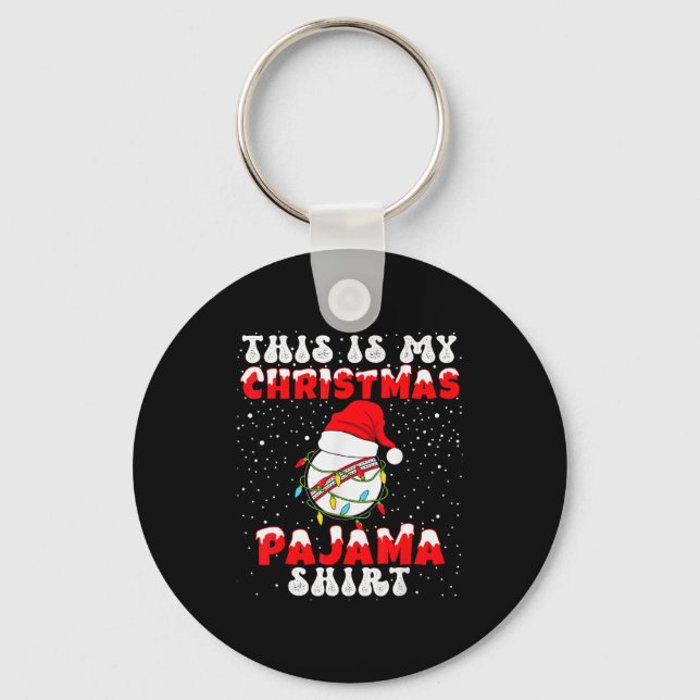 This Is My Christmas Pajama Shirt Cricket Player P Keychain (Front)