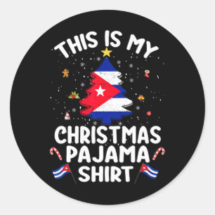 This Is My Christmas Pajama Shirt Cu Flag Tree Xma Classic Round Sticker