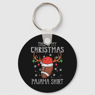 This Is My Christmas Pajama Shirt Football Xmas Sp Keychain