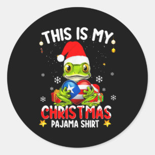 This Is My Christmas Pajama Shirt Fun Puerto Rico  Classic Round Sticker