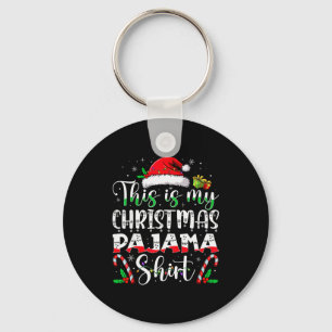 This Is My Christmas Pajama Shirt Funny Xmas Pjs M Keychain