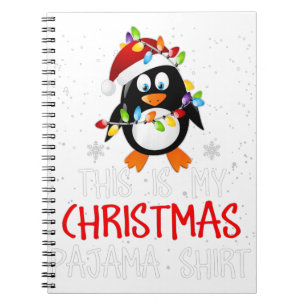 This Is My Christmas Pajama Shirt Penguins Santa G Notebook