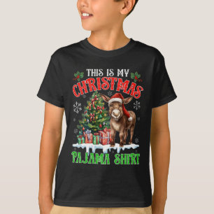This Is My Christmas Pajama Shirt Santa Donkey Far