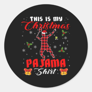 This Is My Christmas Pajama Shirt Santa Plaid Badm Classic Round Sticker
