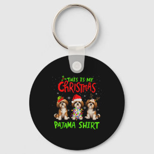 This Is My Christmas Pajama Shirt Shih Tzu Dog Fun Keychain