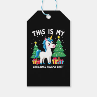 This is My Christmas Pajama Shirt Unicorn Xmas PJs Gift Tags