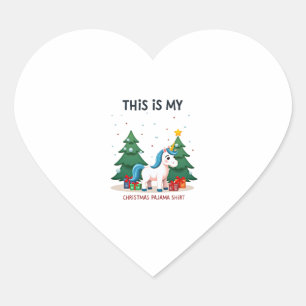 This is My Christmas Pajama Shirt Unicorn Xmas PJs Heart Sticker