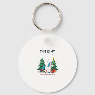 This is My Christmas Pajama Shirt Unicorn Xmas PJs Keychain