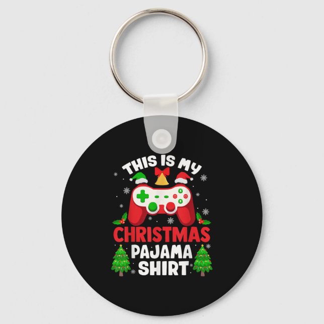 This Is My Christmas Pajama Shirt Video Gamer Gami Keychain (Front)