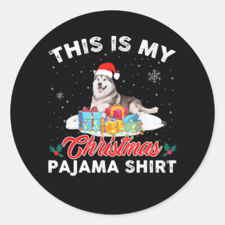 This Is My Christmas Pajama Siberian Husky Dog Mom Classic Round Sticker