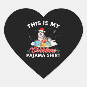 This Is My Christmas Pajama Siberian Husky Dog Mom Heart Sticker