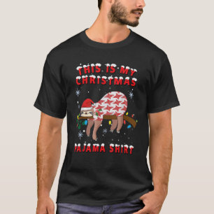This Is My Christmas Pajama Sloth Santa Xmas Tee
