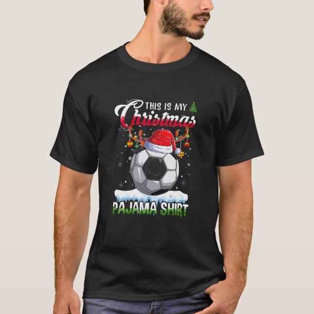 This Is My Christmas Pajama Soccer Christmas Light T-Shirt (Front)