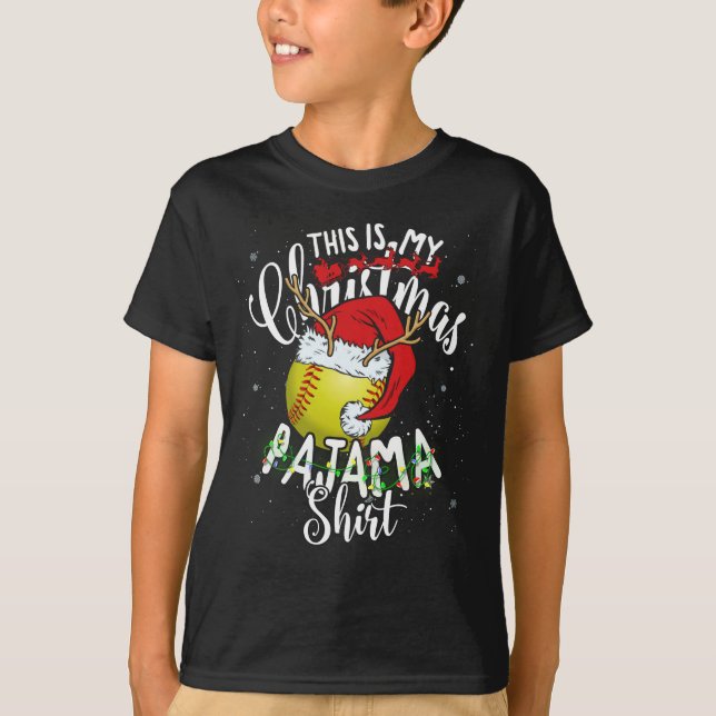 This Is My Christmas Pajama Softball Christmas T-Shirt (Front)