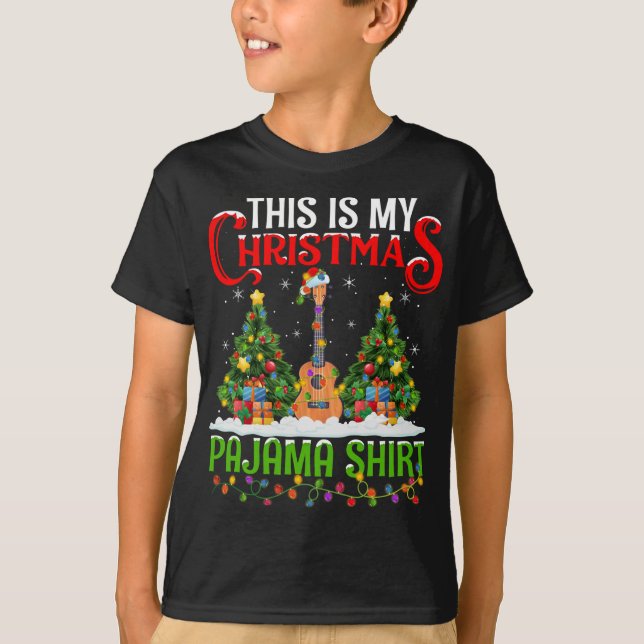 This Is My Christmas Pajama Ukulele Music Christma T-Shirt (Front)