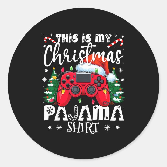 This Is My Christmas Pajama Video Game Gamer Boys  Classic Round Sticker (Front)