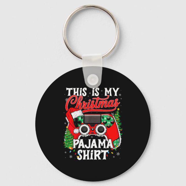 This Is My Christmas Pajama Video Game Gamer Boys  Keychain (Front)