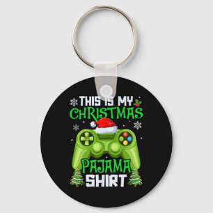 This Is My Christmas Pajama Video Game Gamer Men B Keychain