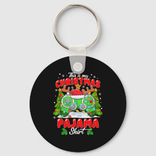 This Is My Christmas Pajama Video Game Gamer Men B Keychain