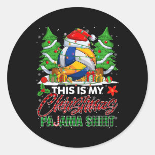 This Is My Christmas Pajama Volleyball Ball Xmas P Classic Round Sticker