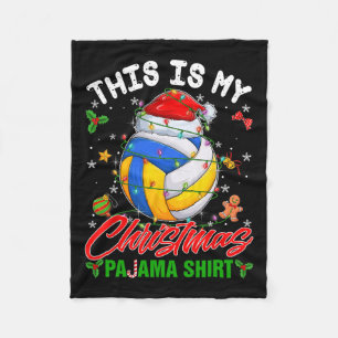 This Is My Christmas Pajama Volleyball Santa Hat X Fleece Blanket